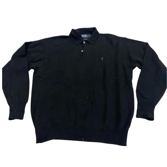 Polo Ralph Lauren Other - Polo by Ralph Lauren 100% Lambswool Men's Black Sweater Collar Sz XL